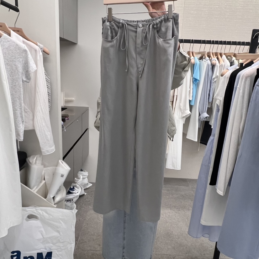 AND THE韓國㊣直郵東大門代購女裝新品休閑休閑褲天絲亞麻AND THE休閑褲