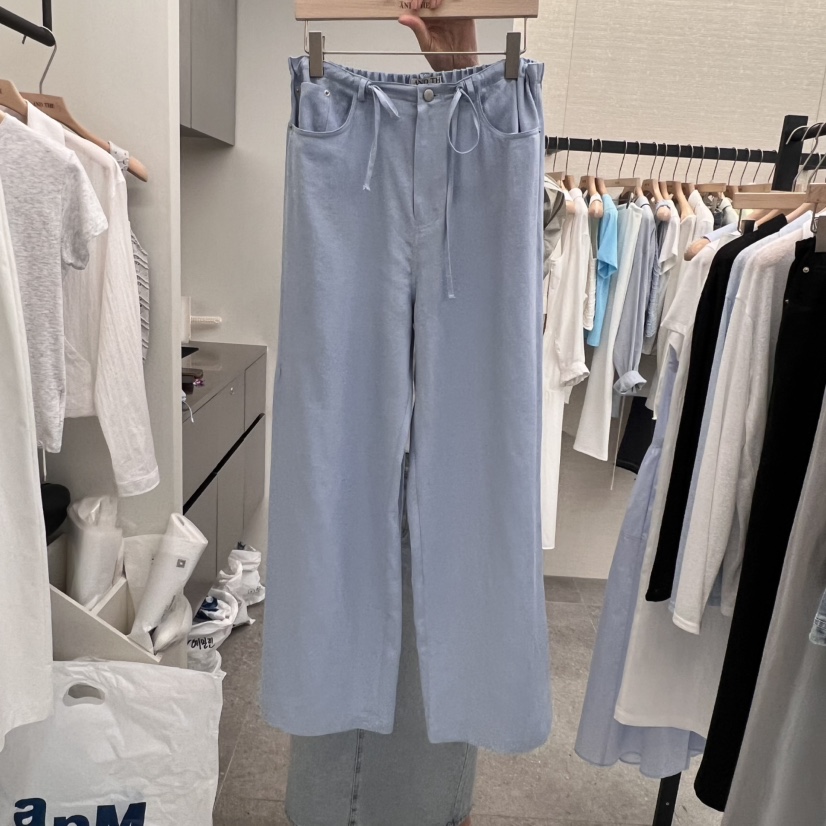 AND THE韓國㊣直郵東大門代購女裝新品休閑休閑褲天絲亞麻AND THE休閑褲圖色2