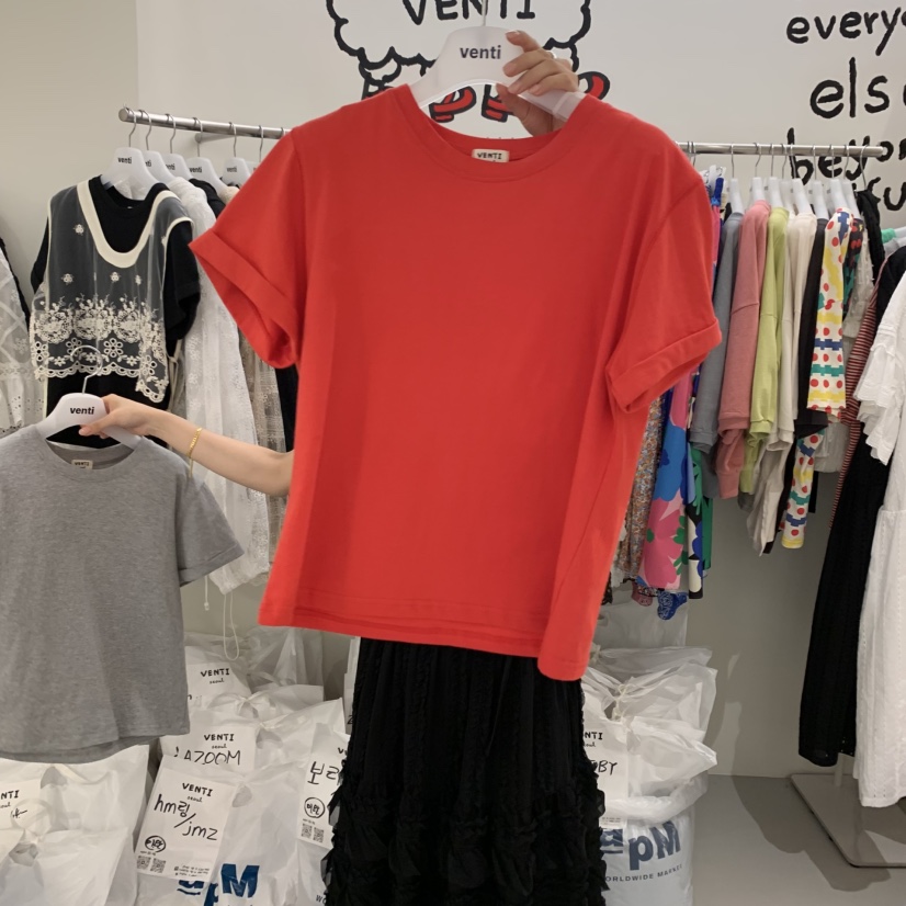 VENTI韓國㊣直郵東大門代購女裝新品25春夏休閑推薦熱賣T恤VENTIT恤圖色2
