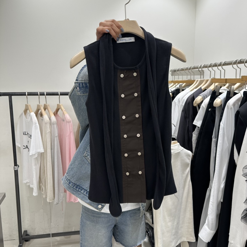 REPELLER韓國㊣直郵東大門代購女裝新品熱賣25春夏吊帶背心REPELLER吊帶/背心圖色2