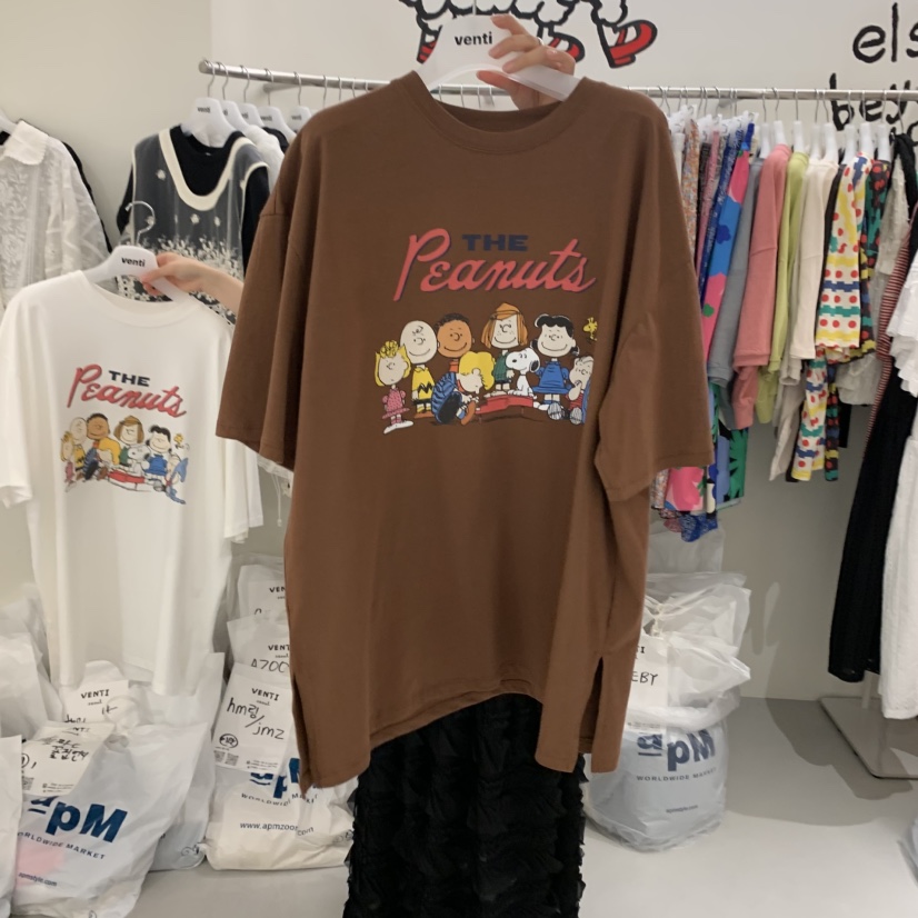 VENTI韓國直郵㊣東大門實拍女裝新款休閑25春夏人氣T恤史努比VENTIT恤圖色2