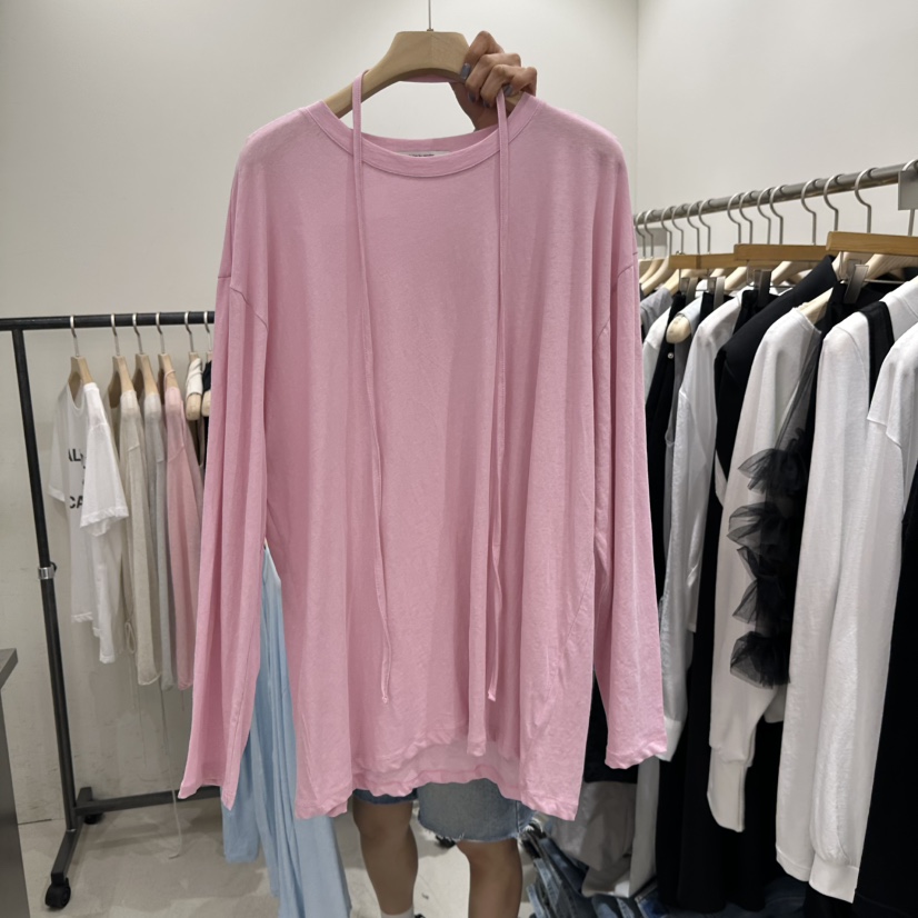 REPELLER直郵韓國代購㊣女裝新品25春夏人氣熱賣長袖T恤含腰繩REPELLER長袖T恤圖色3