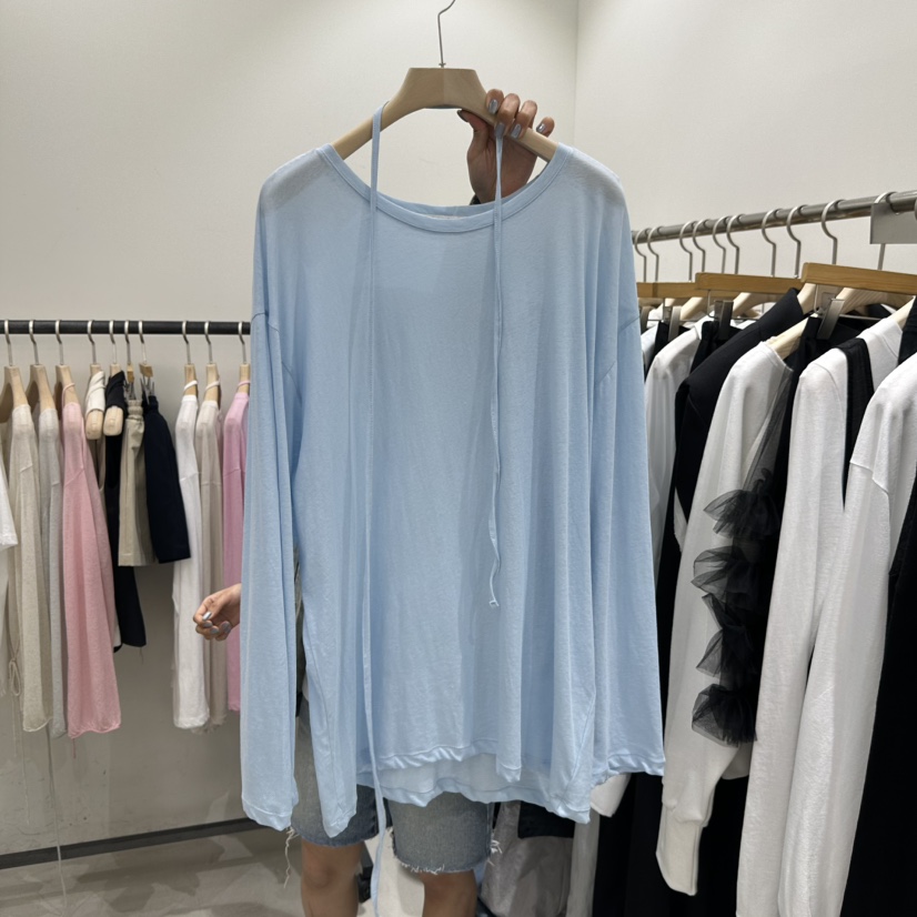 REPELLER直郵韓國代購㊣女裝新品25春夏人氣熱賣長袖T恤含腰繩REPELLER長袖T恤圖色4
