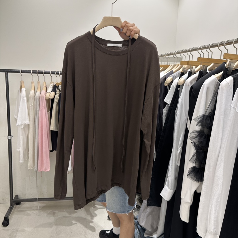 REPELLER直郵韓國代購㊣女裝新品25春夏人氣熱賣長袖T恤含腰繩REPELLER長袖T恤圖色6