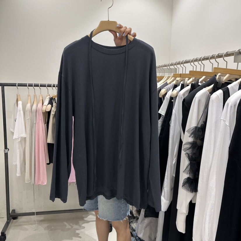 REPELLER直郵韓國代購㊣女裝新品25春夏人氣熱賣長袖T恤含腰繩REPELLER長袖T恤圖色7