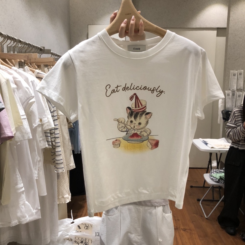 COMELY直郵韓國代購㊣女裝新款時尚人氣熱賣休閑25春夏推薦T恤COMELYT恤圖色2