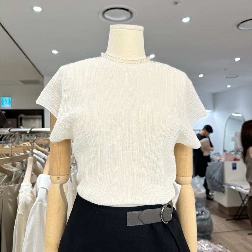 LEWIN韓國直郵㊣東大門實拍女裝新款推薦休閑針織衫褶皺亞麻LEWIN針織衫圖色2