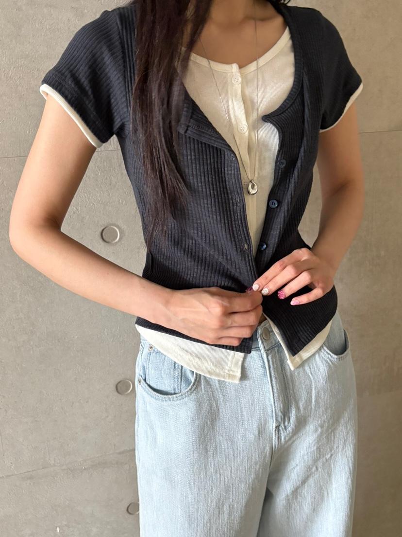 Verbena韓國㊣直郵東大門代購女裝新款推薦針織衫假兩件開衫Verbena針織衫