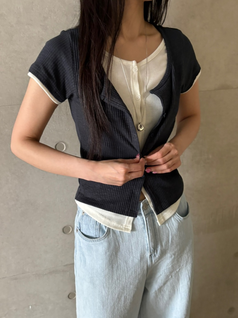 Verbena韓國㊣直郵東大門代購女裝新款推薦針織衫假兩件開衫Verbena針織衫