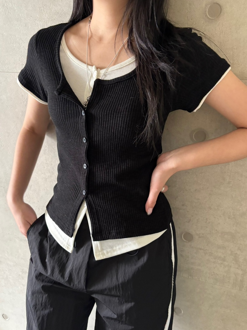 Verbena韓國㊣直郵東大門代購女裝新款推薦針織衫假兩件開衫Verbena針織衫