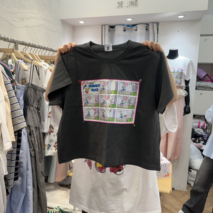 DE LINE直郵韓國代購㊣女裝新品休閑25春夏推薦熱賣人氣T恤DE LINET恤圖色3