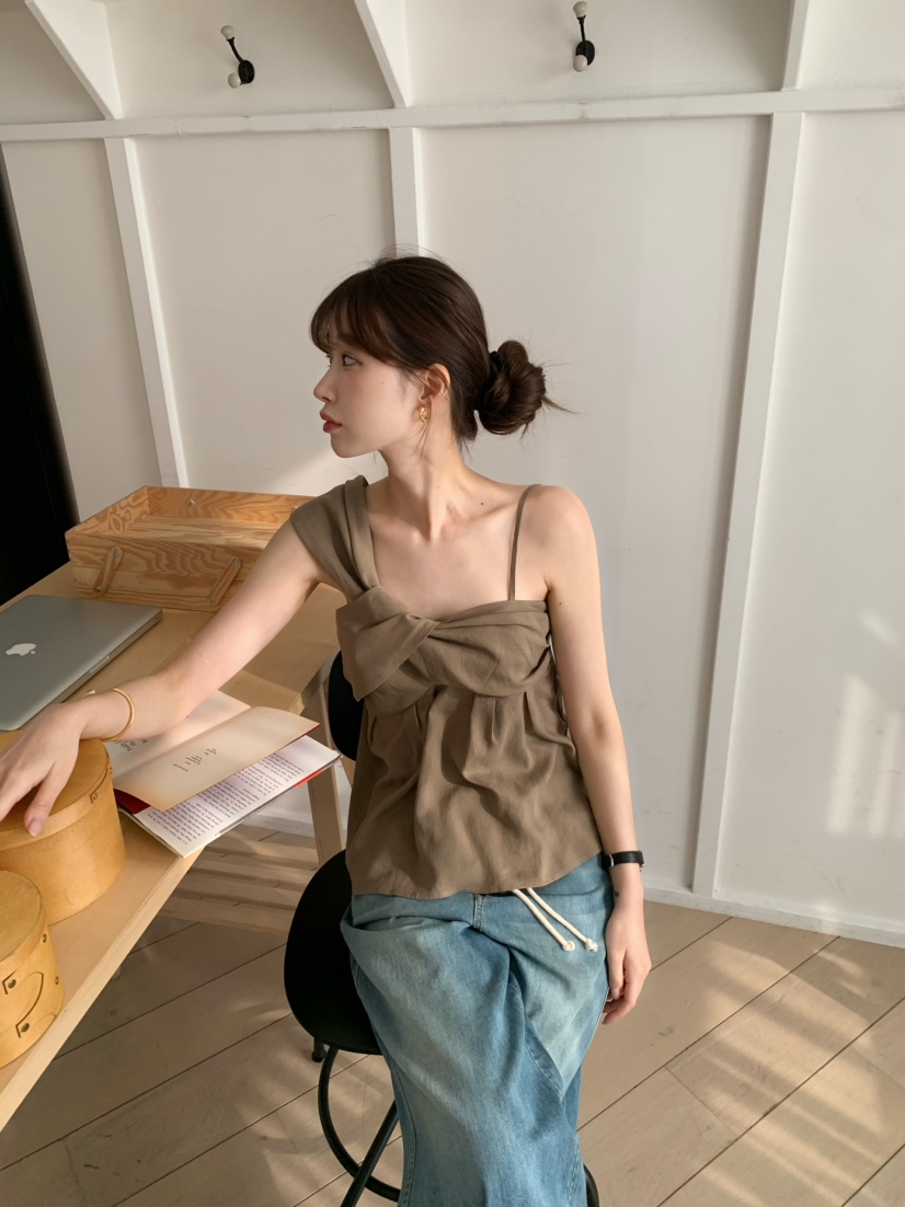 ALATE韓國㊣直郵東大門代購女裝新品熱賣人氣推薦吊帶背心亞麻LEGACY吊帶/背心