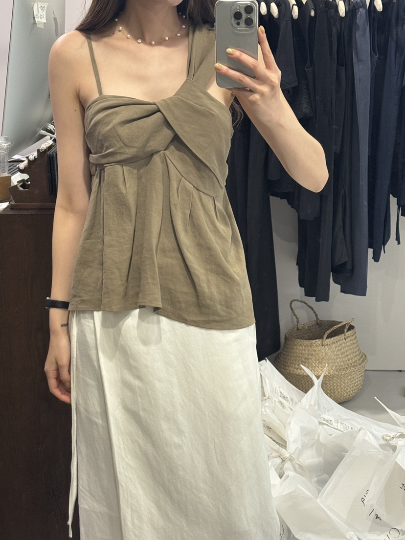 ALATE韓國㊣直郵東大門代購女裝新品熱賣人氣推薦吊帶背心亞麻LEGACY吊帶/背心