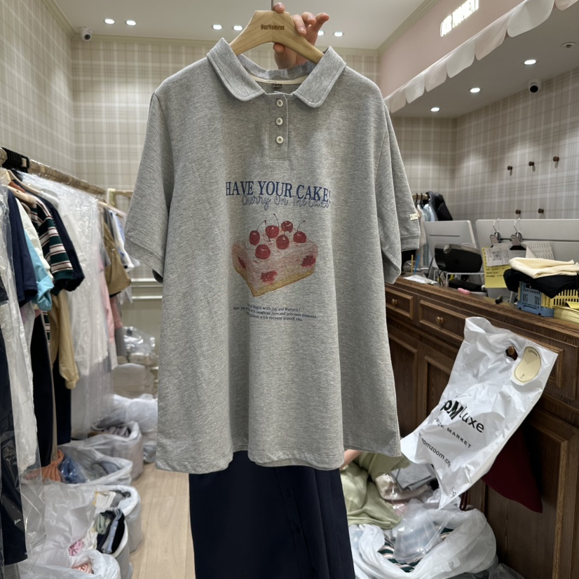 OURMOMENT韓國直郵女裝新品時尚25春夏休閑真品職業熱賣T恤OURMOMENTT恤