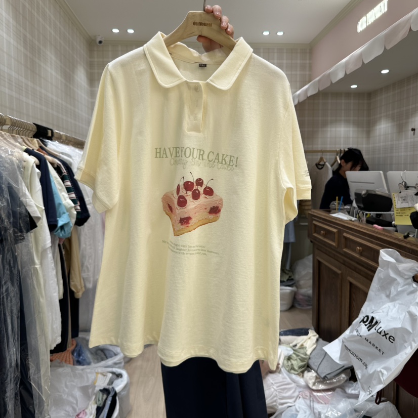 OURMOMENT韓國直郵女裝新品時尚25春夏休閑真品職業熱賣T恤OURMOMENTT恤圖色2