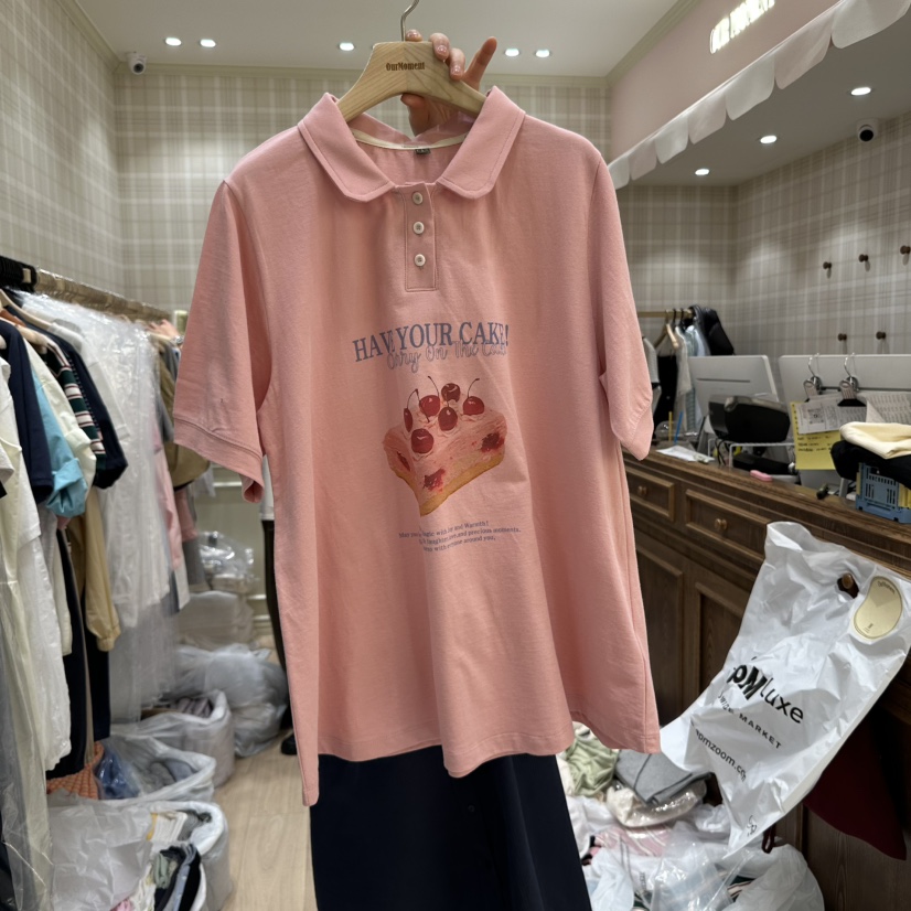 OURMOMENT韓國直郵女裝新品時尚25春夏休閑真品職業熱賣T恤OURMOMENTT恤圖色4