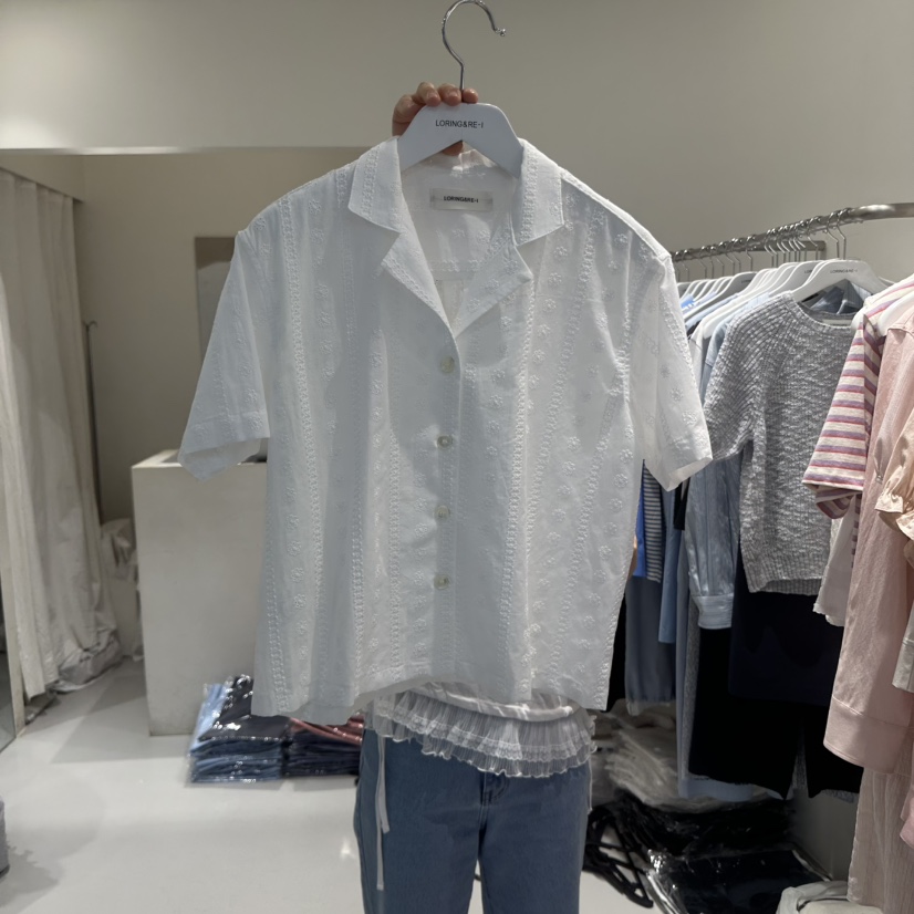 LORING RE I韓國直郵女裝新品真品熱賣推薦時尚襯衫蕾絲衫LORING RE-I/BARE襯衫/蕾絲衫