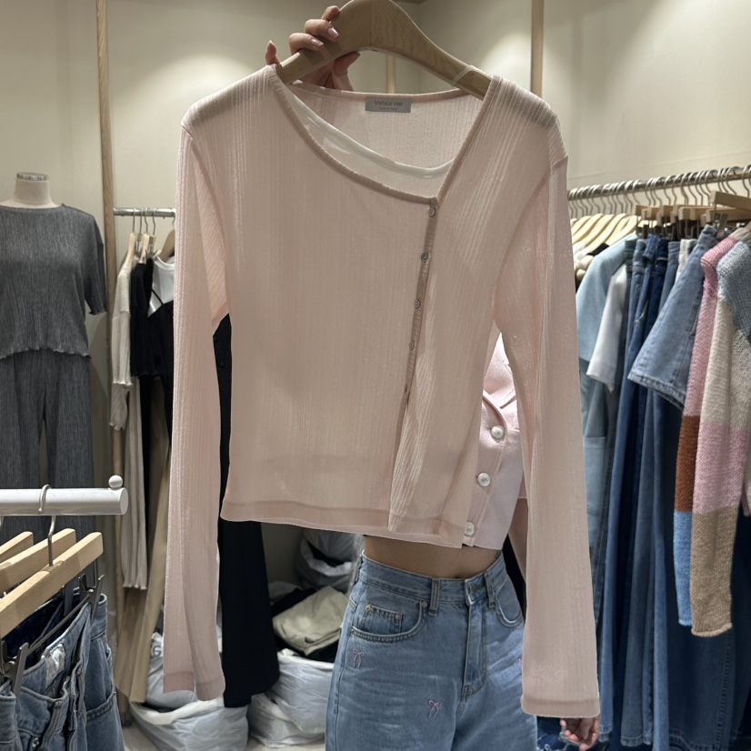 VINTAGE VIBE東大門直郵女裝新品職業25春夏熱賣休閑長袖T恤VINTAGE VIBE長袖T恤圖色2