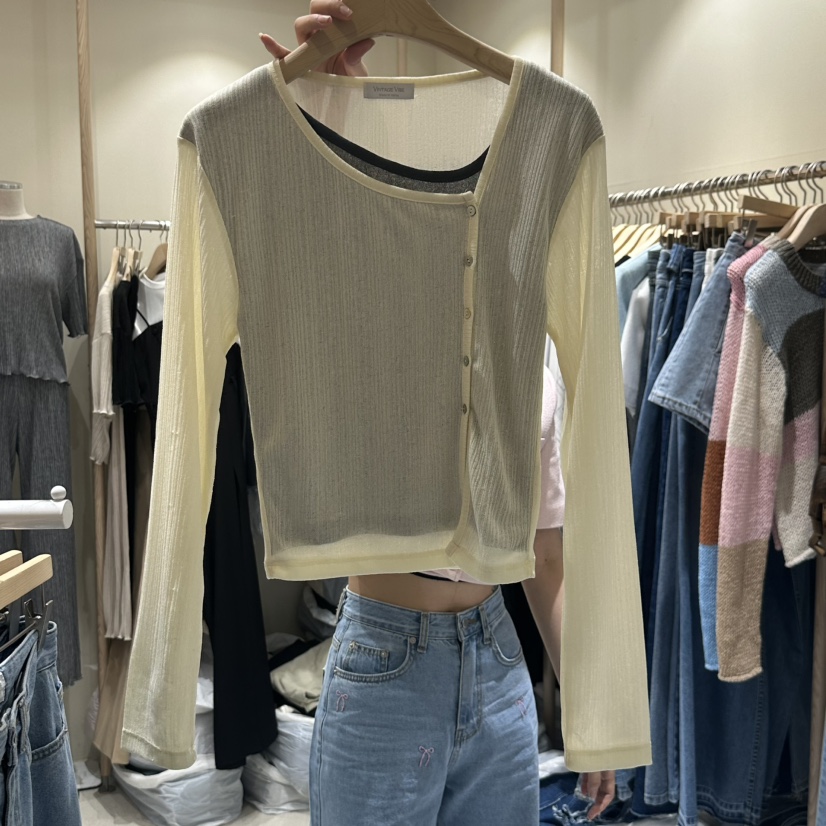 VINTAGE VIBE東大門直郵女裝新品職業25春夏熱賣休閑長袖T恤VINTAGE VIBE長袖T恤圖色3
