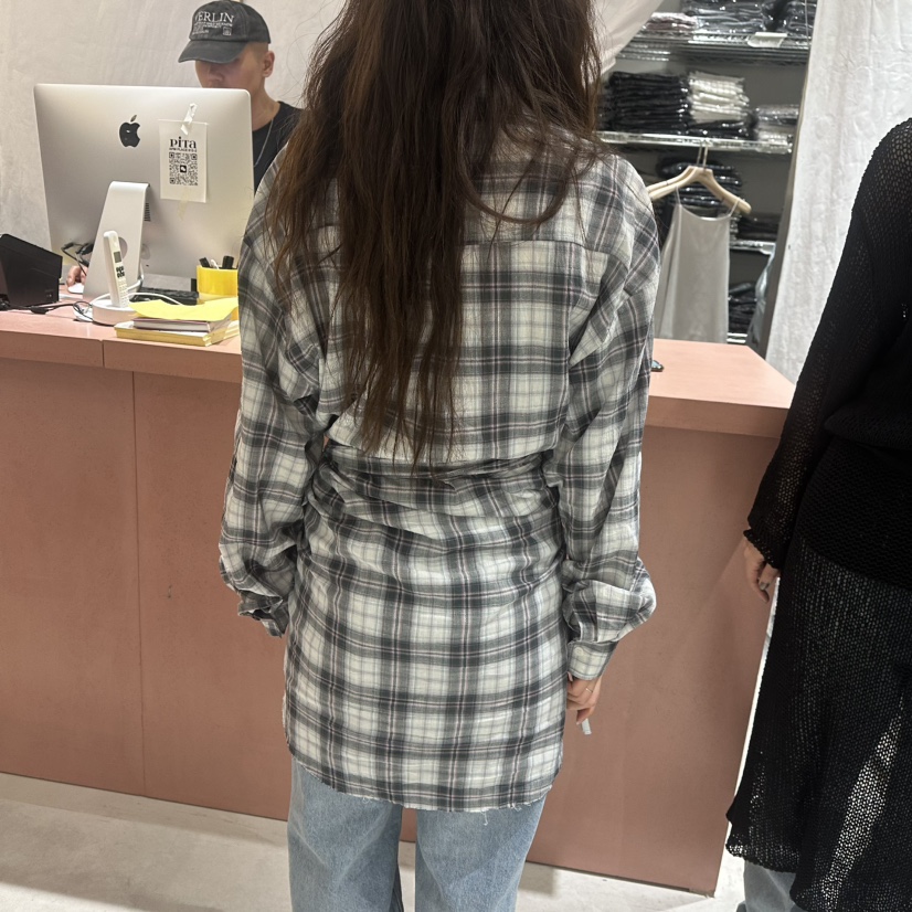 PITA韓國直郵女裝新款時尚休閑職業人氣熱賣襯衫蕾絲衫格紋THE VERLIN/piTa襯衫/蕾絲衫