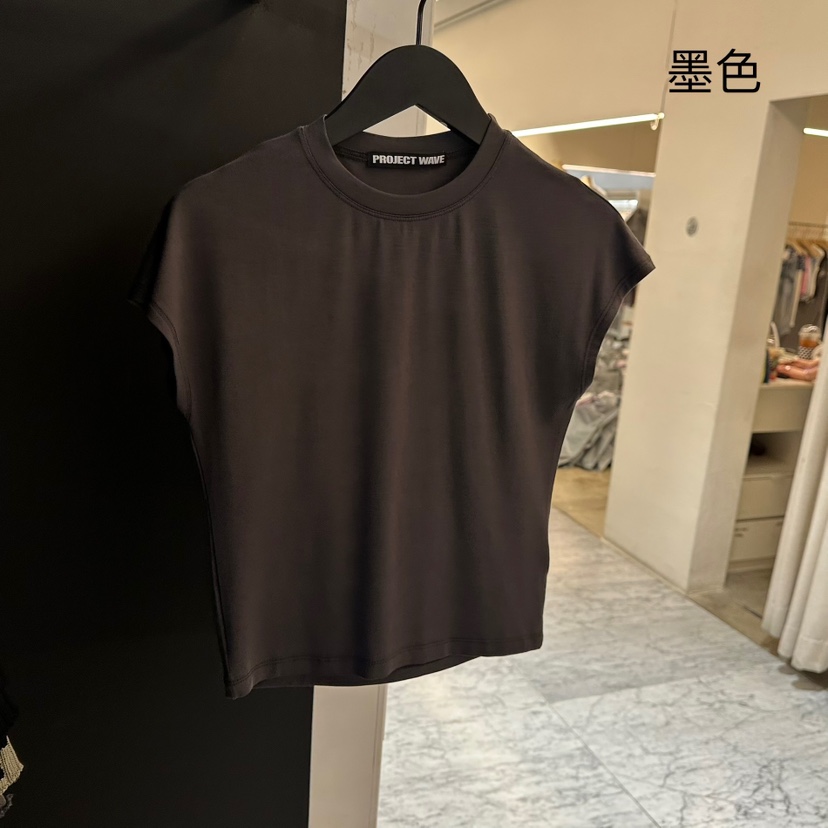 PROJECT WAVE-P韓國代購女士新品職業25春夏熱賣T恤天絲短款PROJECT WAVET恤圖色2