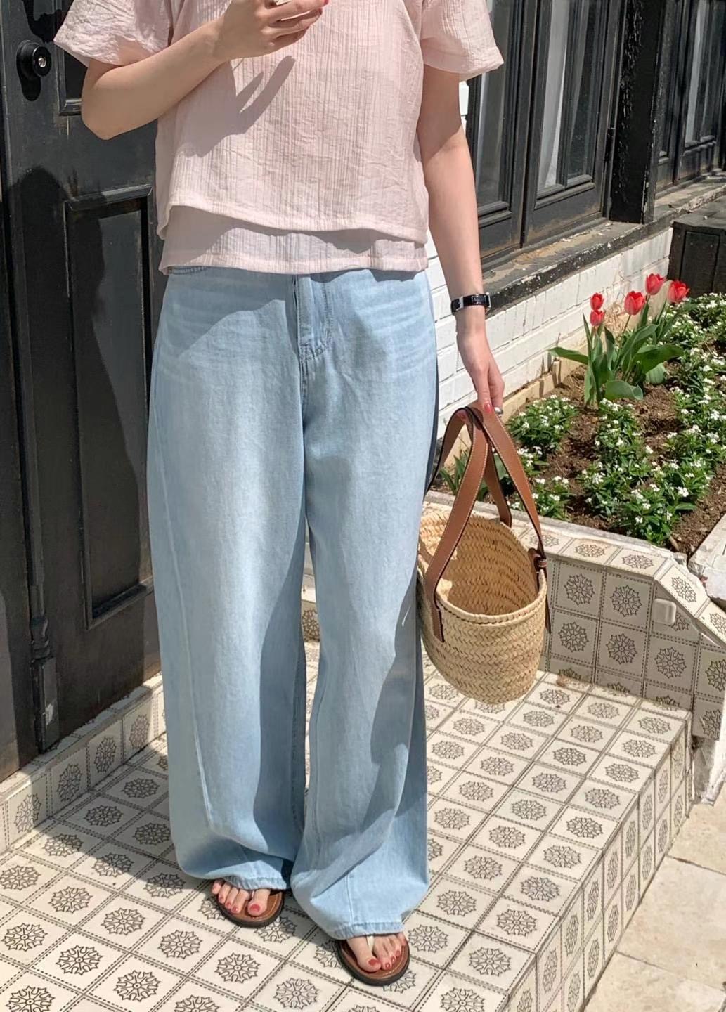 ONEMORETHING韓國直郵女士新款熱賣職業休閑時尚推薦牛仔褲ONEMORETHING牛仔褲