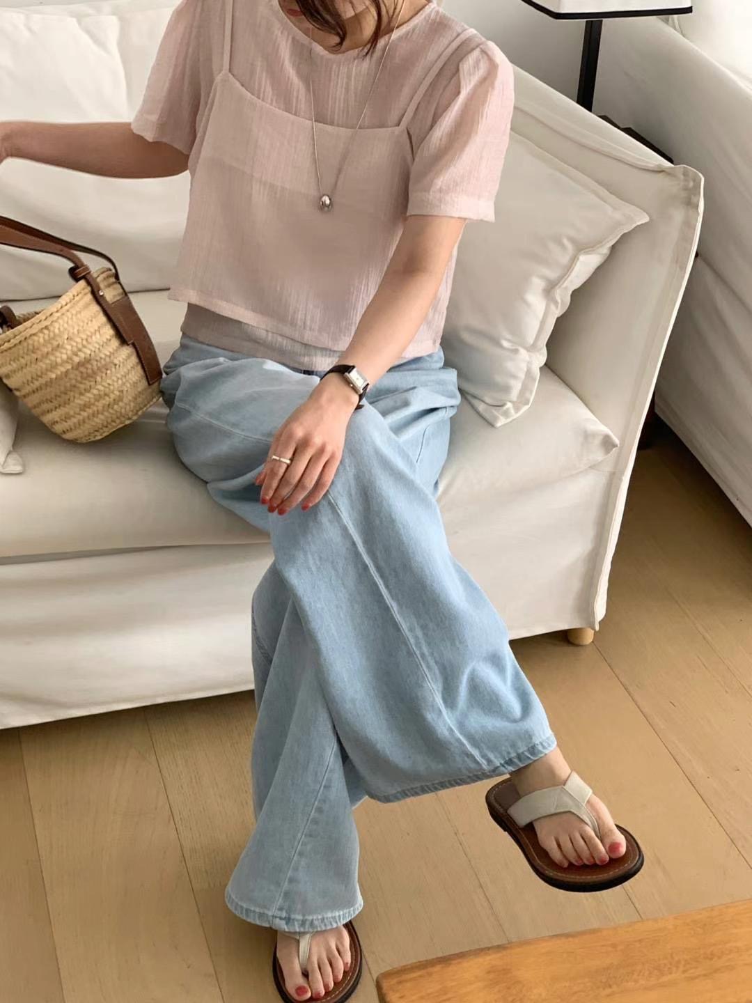 ONEMORETHING韓國代購女裝新款25春夏時尚人氣真品襯衫蕾絲衫ONEMORETHING襯衫/蕾絲衫