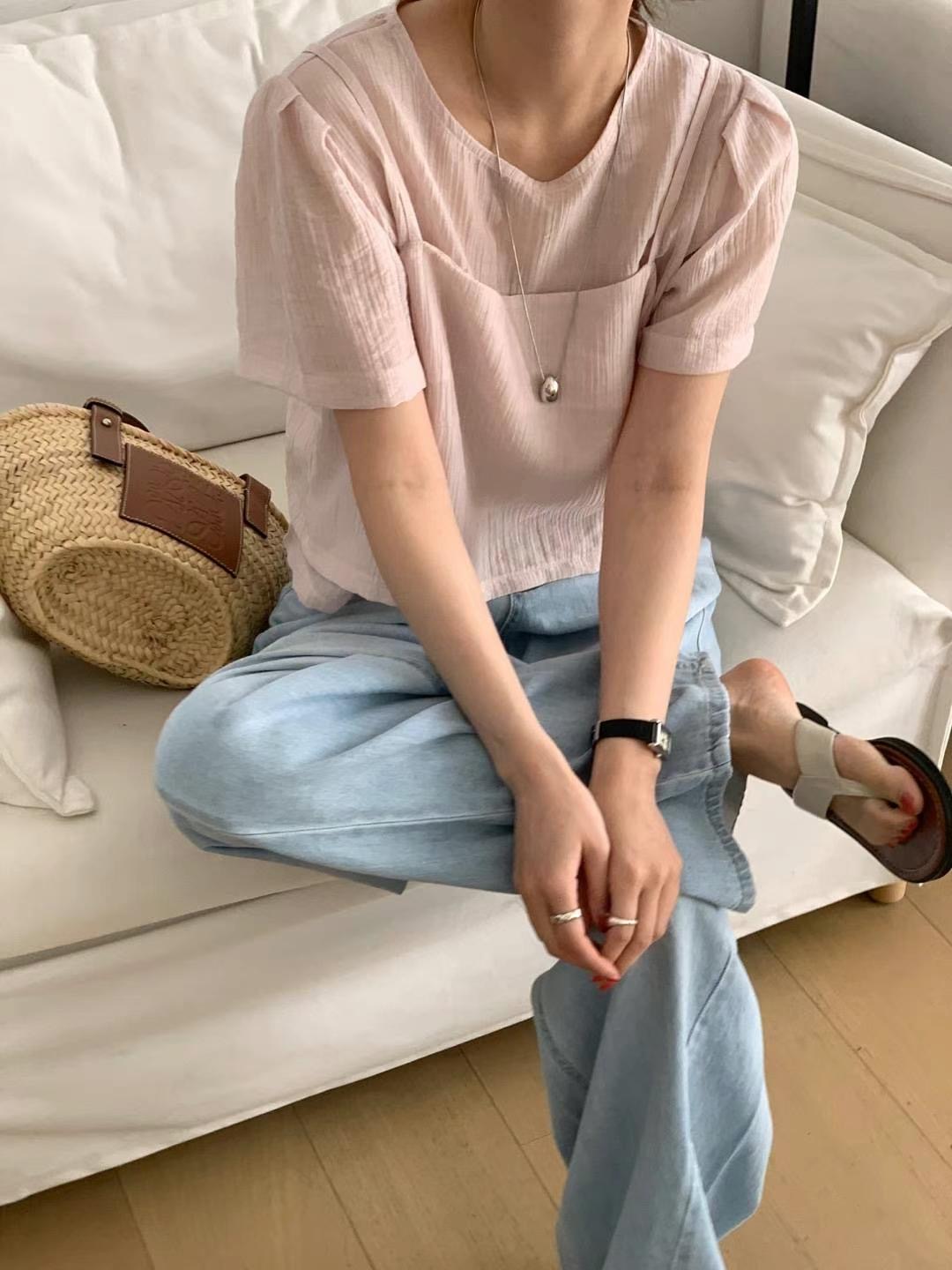 ONEMORETHING韓國代購女裝新款25春夏時尚人氣真品襯衫蕾絲衫ONEMORETHING襯衫/蕾絲衫