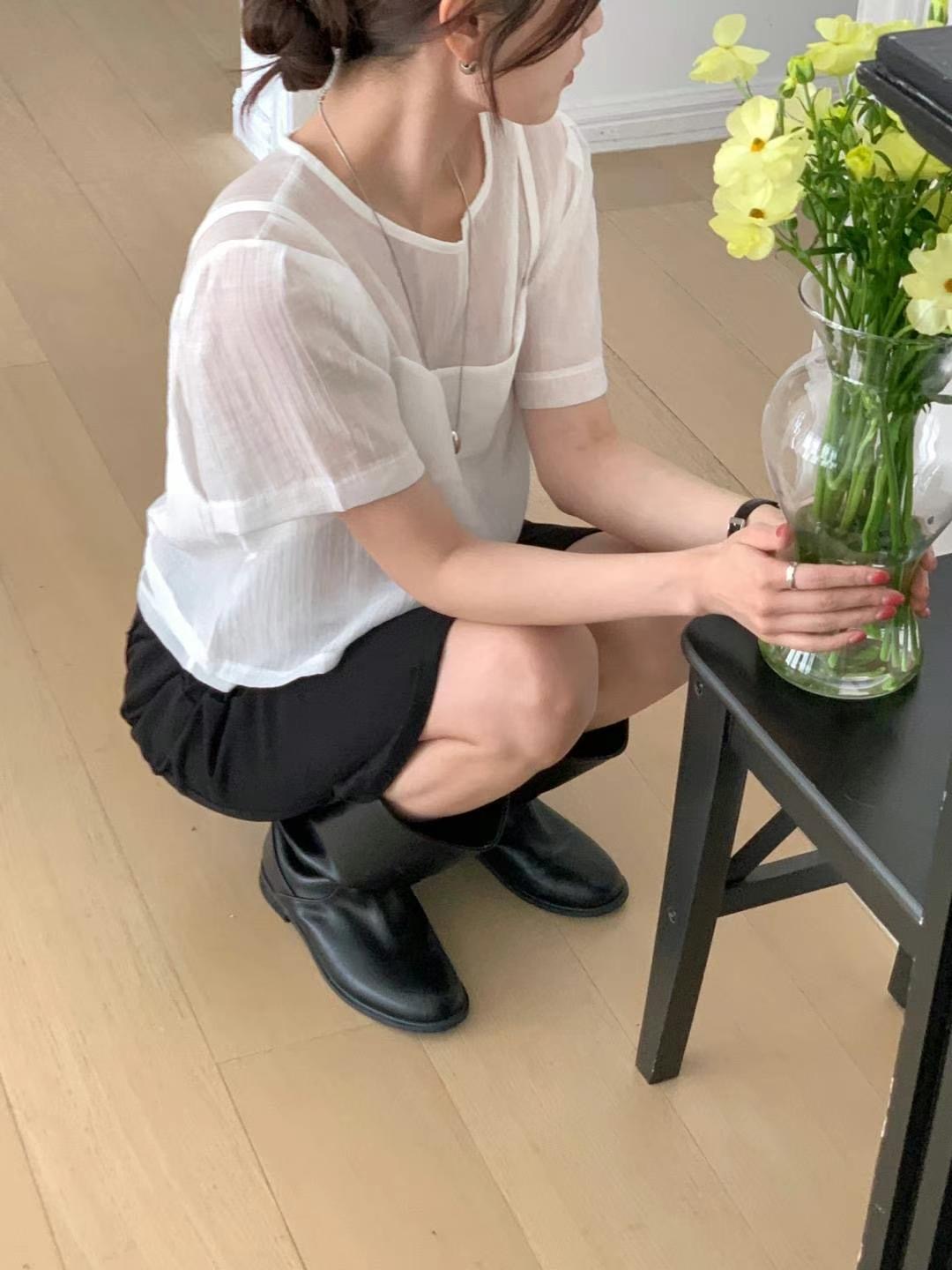 ONEMORETHING韓國代購女裝新款25春夏時尚人氣真品襯衫蕾絲衫ONEMORETHING襯衫/蕾絲衫