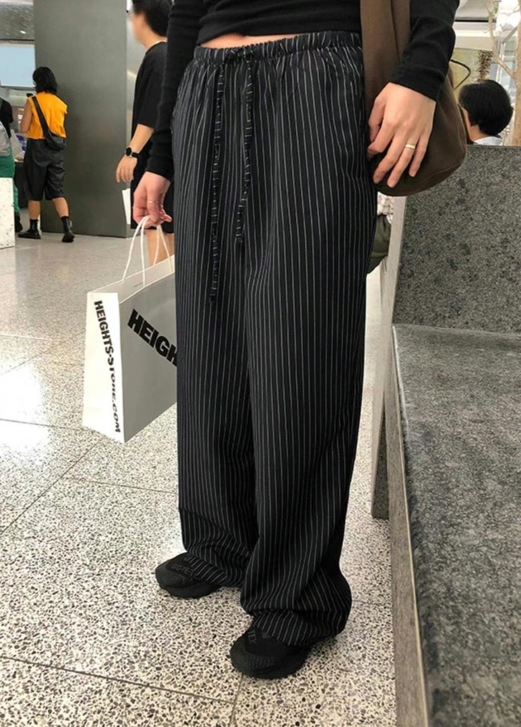 ONEMORETHING韓國代購女裝新品熱賣休閑推薦時尚休閑褲條紋ONEMORETHING休閑褲