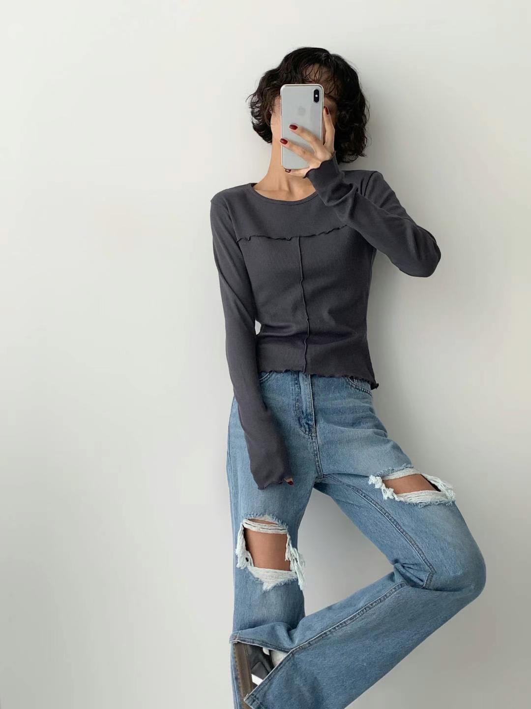 DOTNODI(無品牌標)東大門代購女士新品職業休閑推薦長袖T恤DOTNODI長袖T恤