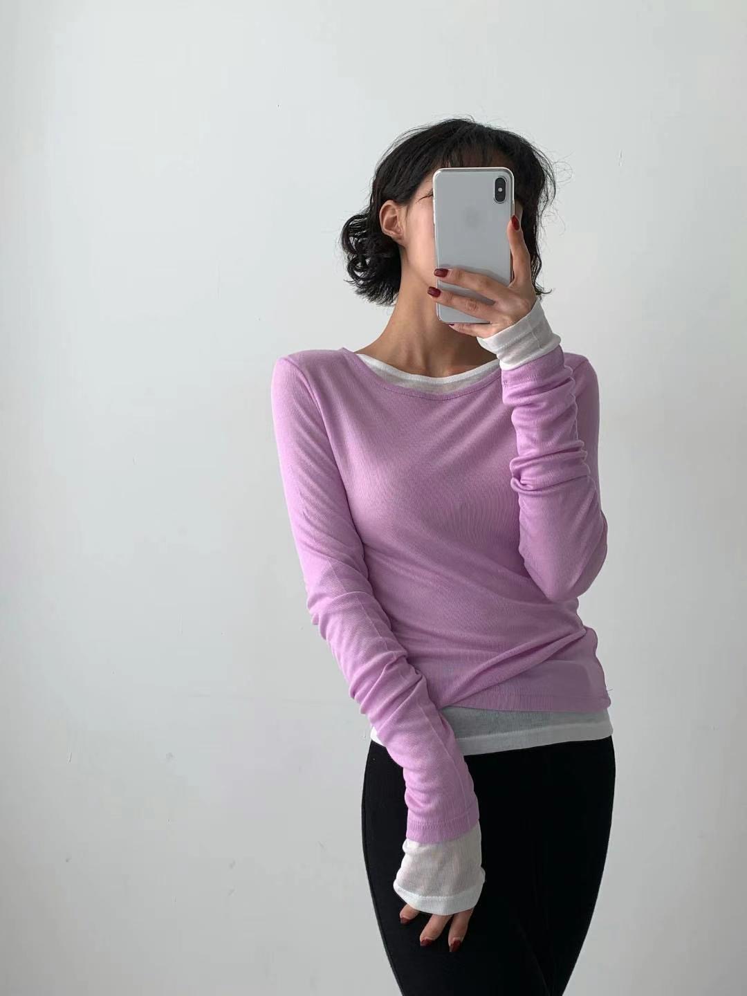 DOTNODI(無品牌標)韓國代購女裝新款真品25春夏人氣長袖T恤DOTNODI長袖T恤