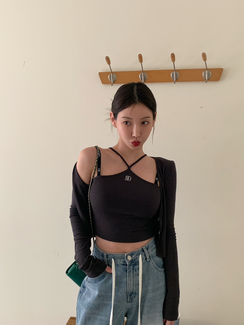 REVE CITE-L韓國㊣直郵東大門代購女裝新款推薦套裝掛脖開衫套裝REVE CITE套裝圖色3