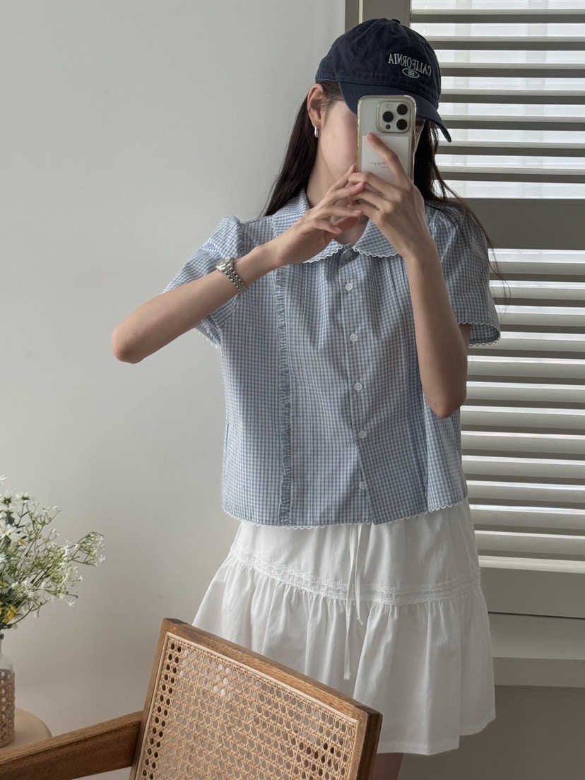 TIZZI韓國㊣直郵東大門代購女裝新款時尚休閑襯衫蕾絲衫荷葉邊TIZZI襯衫/蕾絲衫