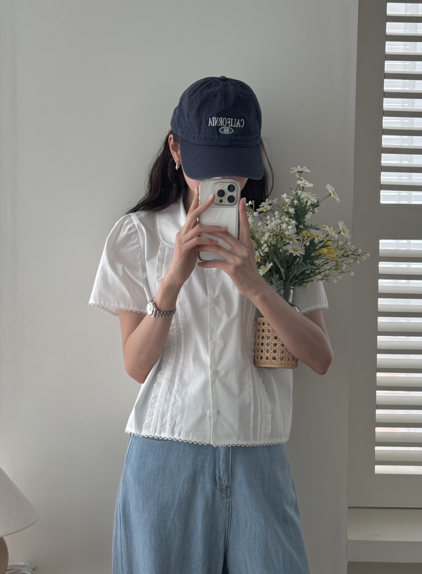 TIZZI韓國㊣直郵東大門代購女裝新款時尚休閑襯衫蕾絲衫荷葉邊TIZZI襯衫/蕾絲衫