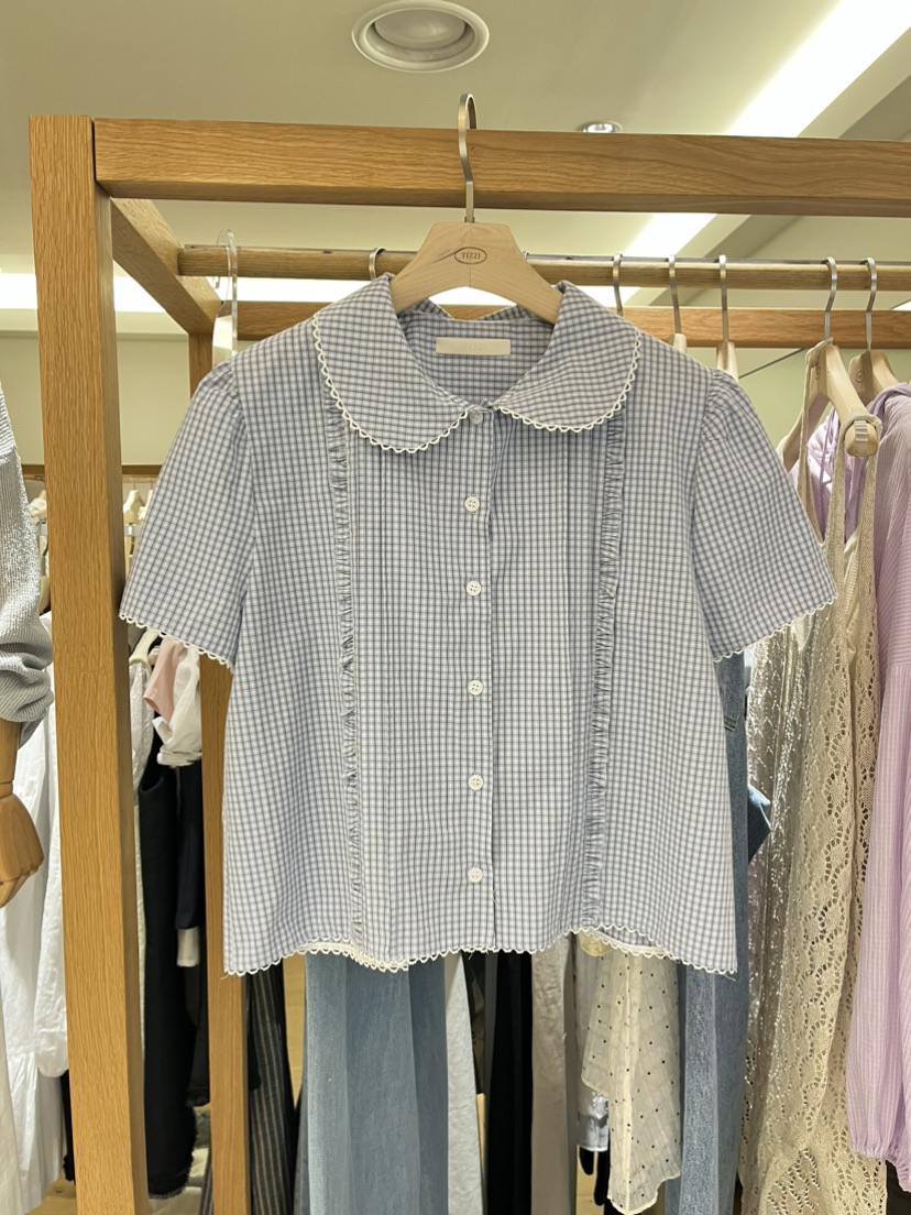 TIZZI韓國㊣直郵東大門代購女裝新款時尚休閑襯衫蕾絲衫荷葉邊TIZZI襯衫/蕾絲衫