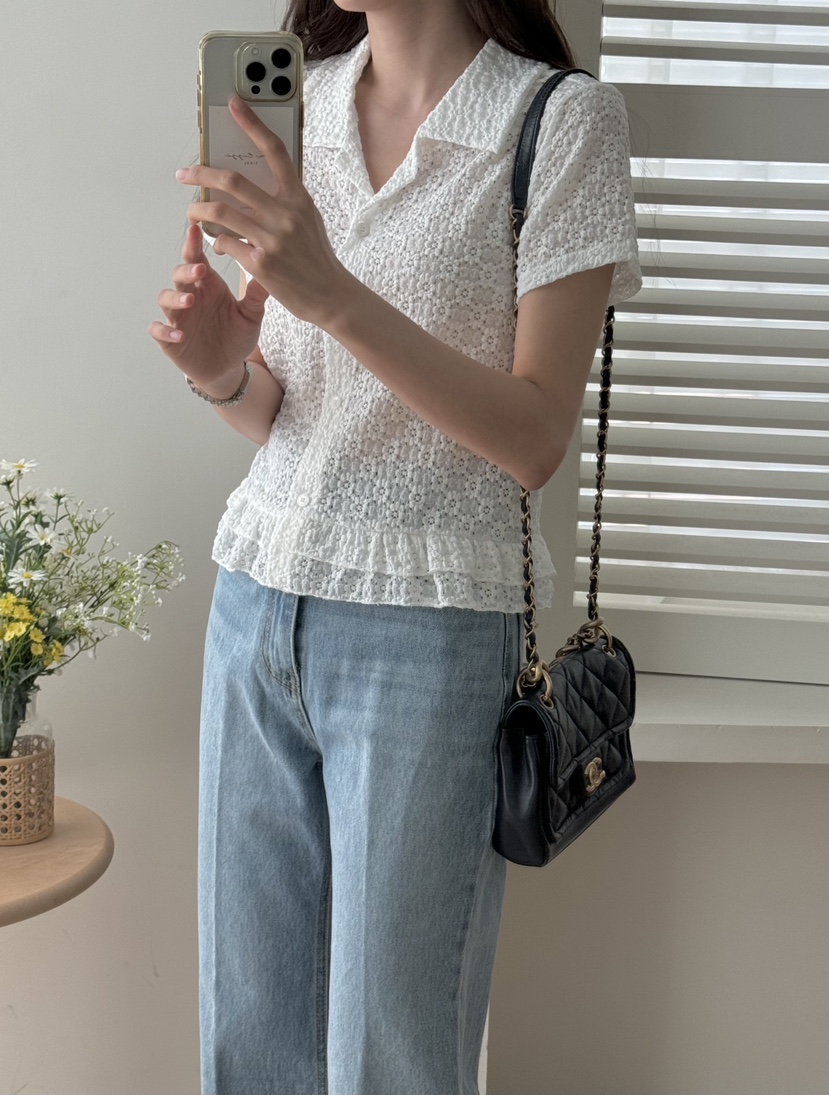 TIZZI韓國直郵㊣女裝新款25春夏休閑熱賣推薦襯衫蕾絲衫開衫TIZZI襯衫/蕾絲衫