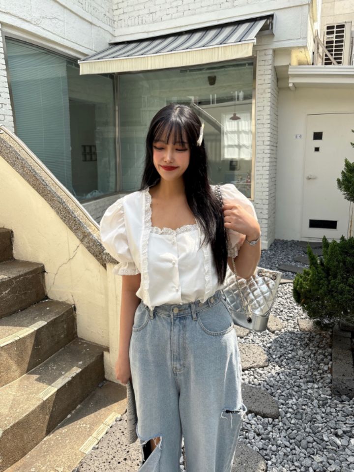 mars直郵韓國代購㊣女裝新款推薦時尚休閑人氣熱賣襯衫蕾絲衫mars襯衫/蕾絲衫
