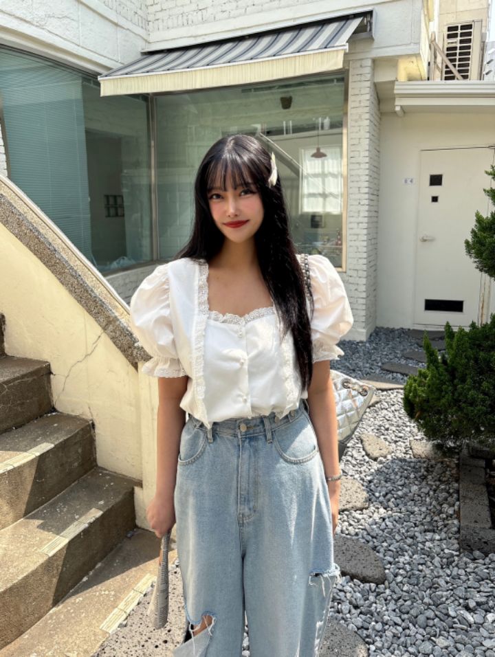 mars直郵韓國代購㊣女裝新款推薦時尚休閑人氣熱賣襯衫蕾絲衫mars襯衫/蕾絲衫