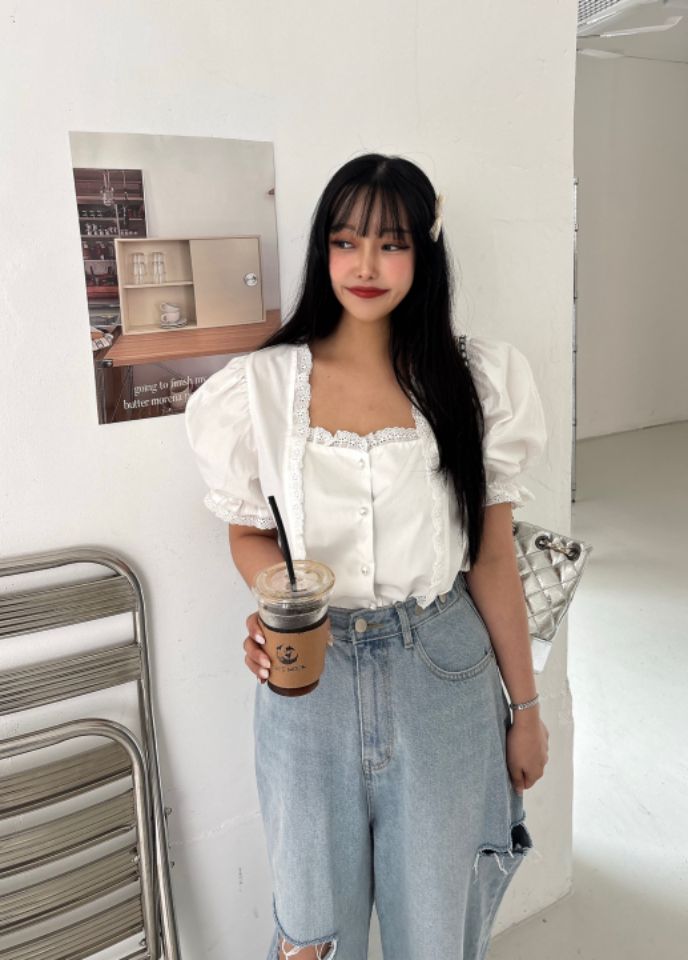 mars直郵韓國代購㊣女裝新款推薦時尚休閑人氣熱賣襯衫蕾絲衫mars襯衫/蕾絲衫