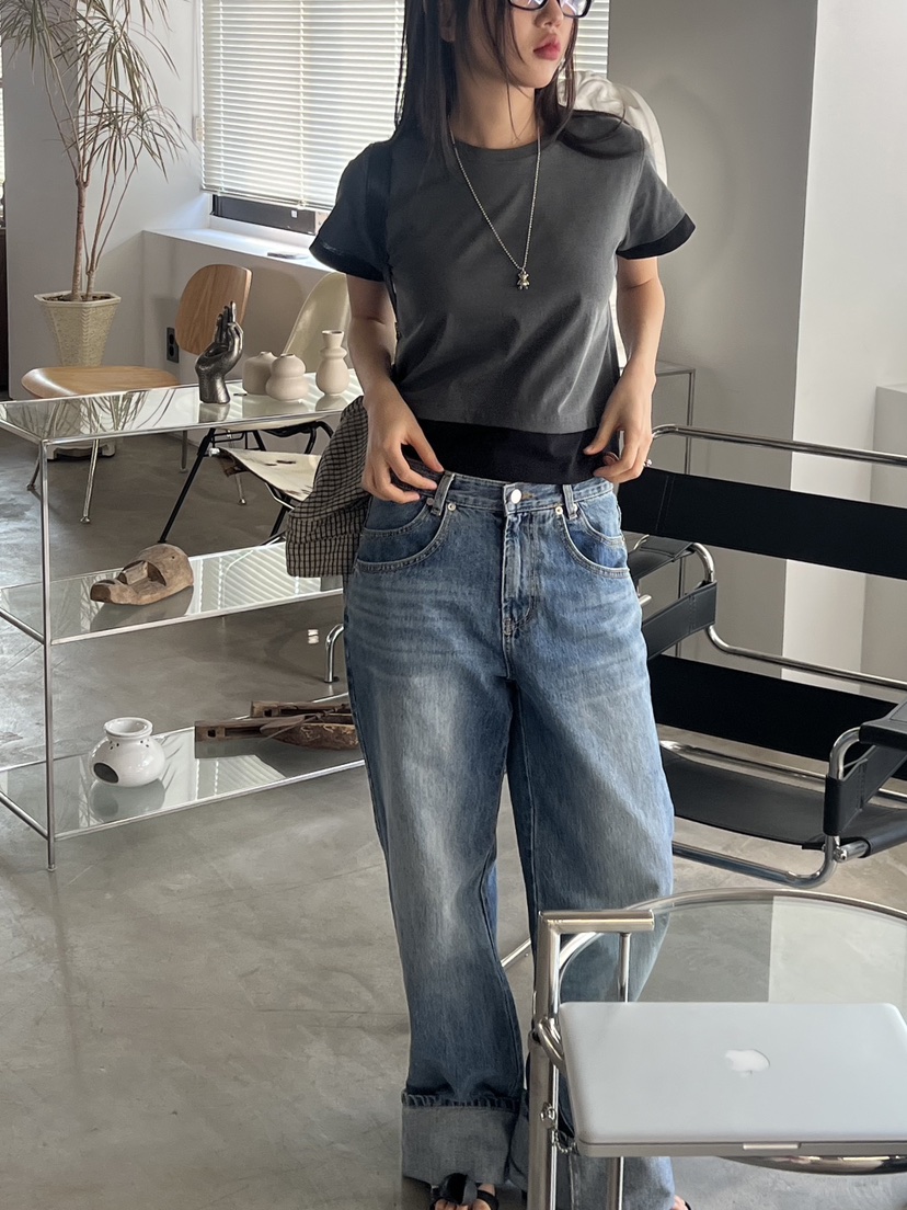 SUNDER MARKET韓國直郵㊣女裝新品人氣時尚熱賣休閑25春夏T恤SUNDER MARKETT恤