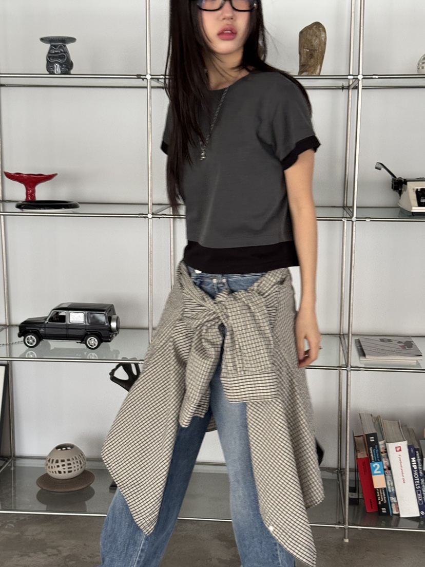 SUNDER MARKET韓國直郵㊣女裝新品人氣時尚熱賣休閑25春夏T恤SUNDER MARKETT恤