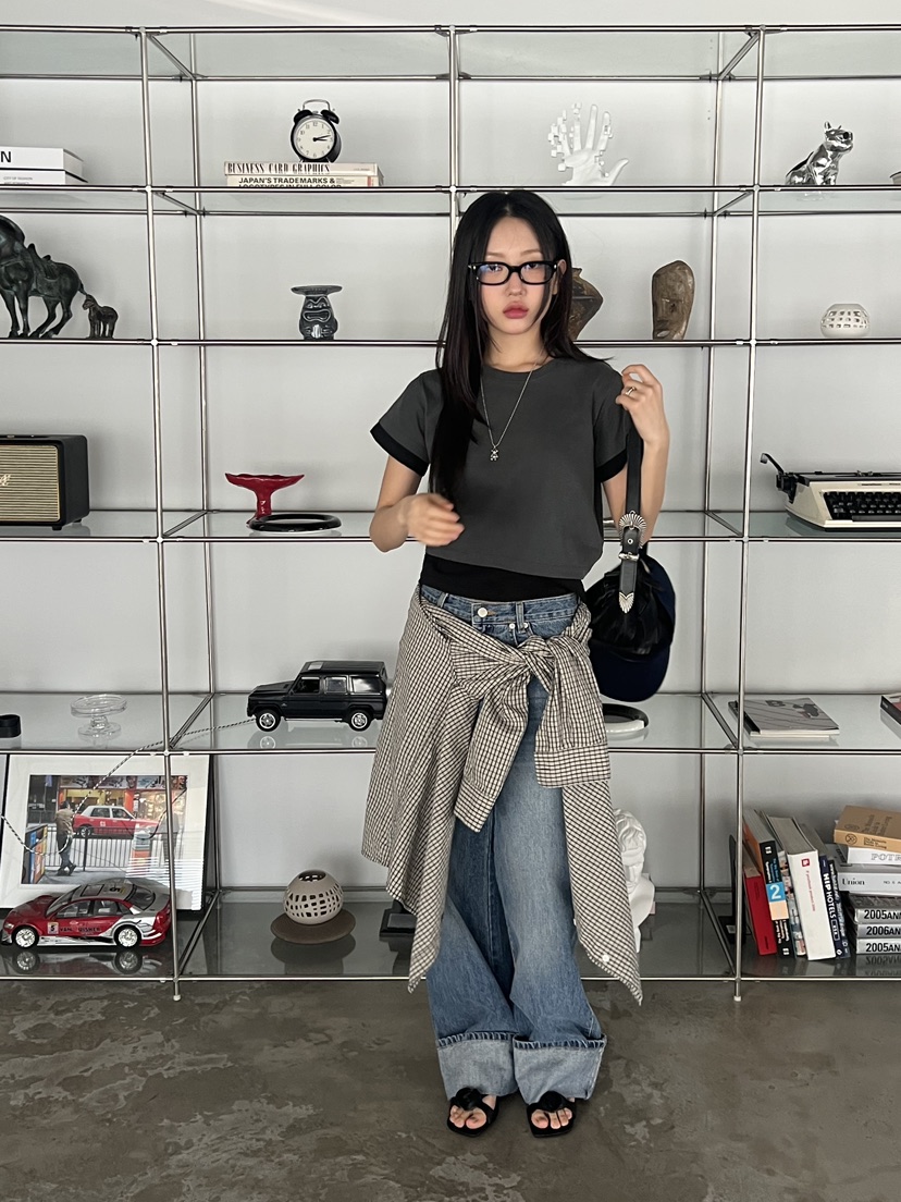 SUNDER MARKET韓國直郵㊣女裝新品人氣時尚熱賣休閑25春夏T恤SUNDER MARKETT恤