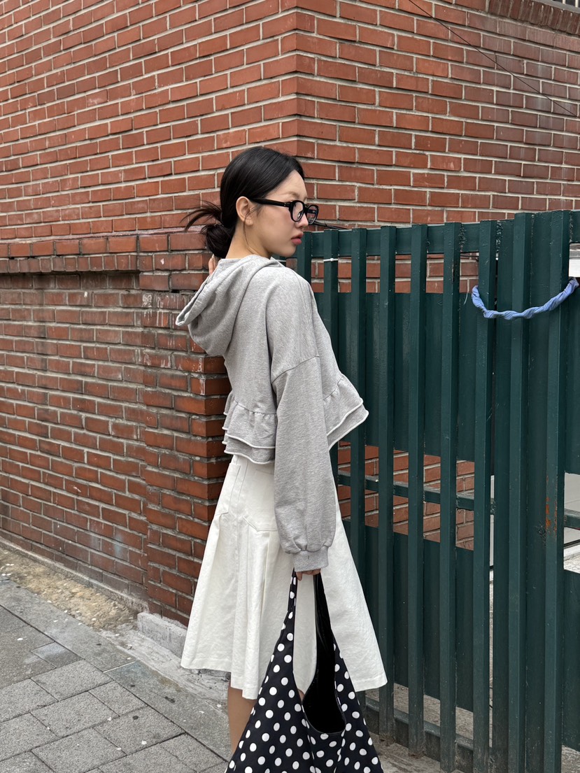 SUNDER MARKET韓國㊣直郵東大門代購女裝新品熱賣夾克荷葉邊兜帽SUNDER MARKET夾克