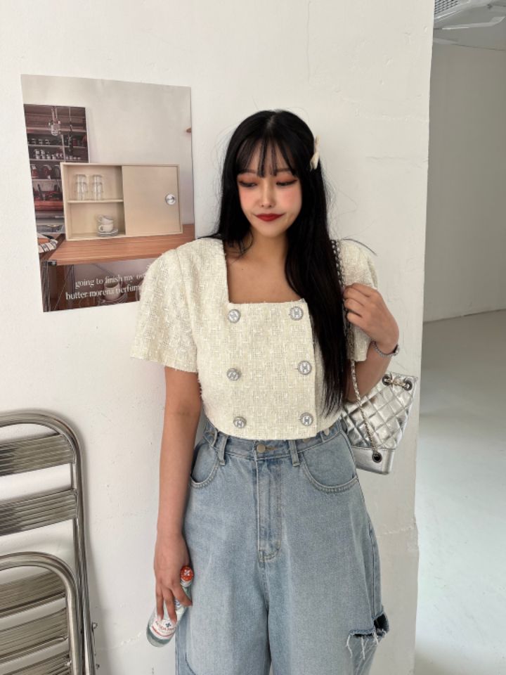 mars直郵韓國代購㊣女裝新款推薦人氣熱賣時尚25春夏夾克粗花呢mars夾克圖色2