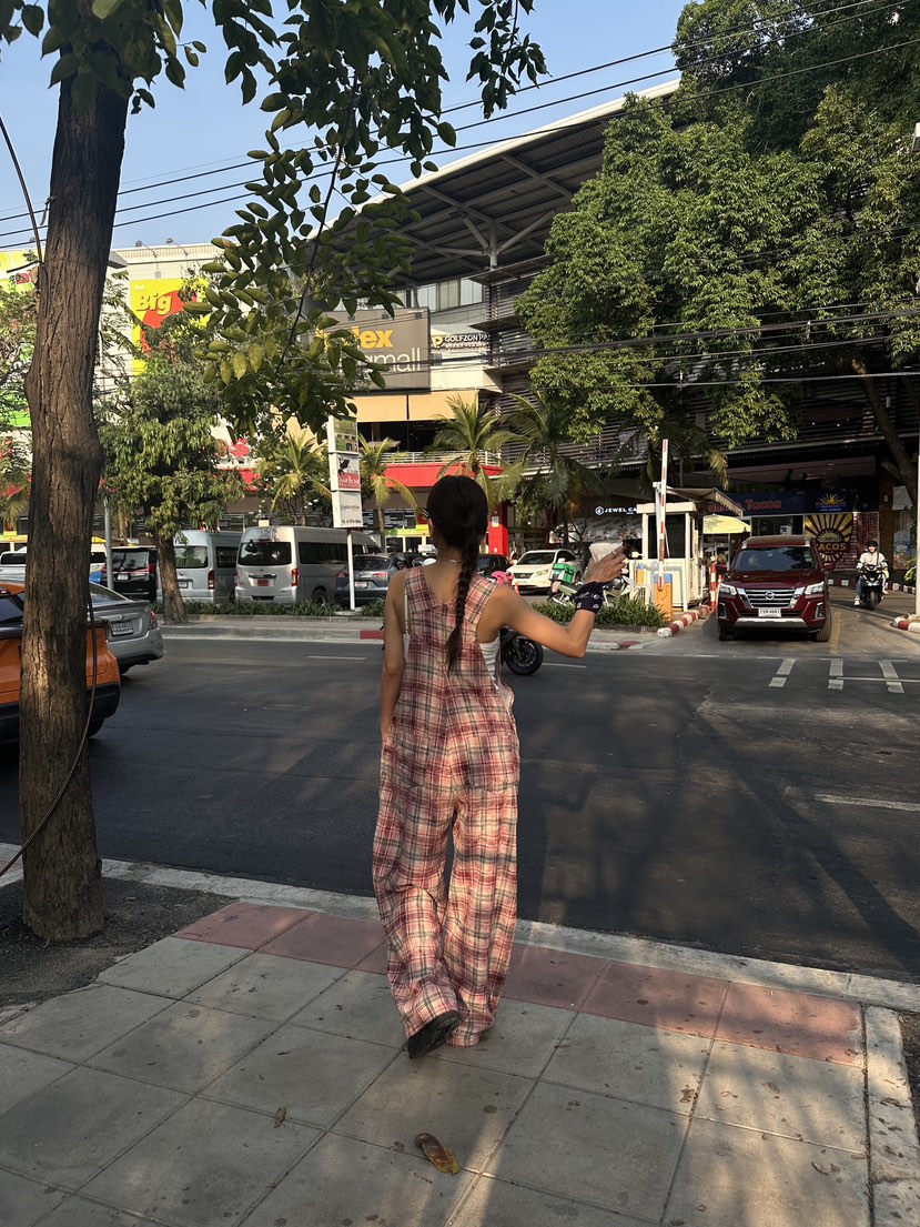SUNDER MARKET韓國直郵㊣女裝新品熱賣時尚人氣背帶褲格紋SUNDER MARKET背帶褲