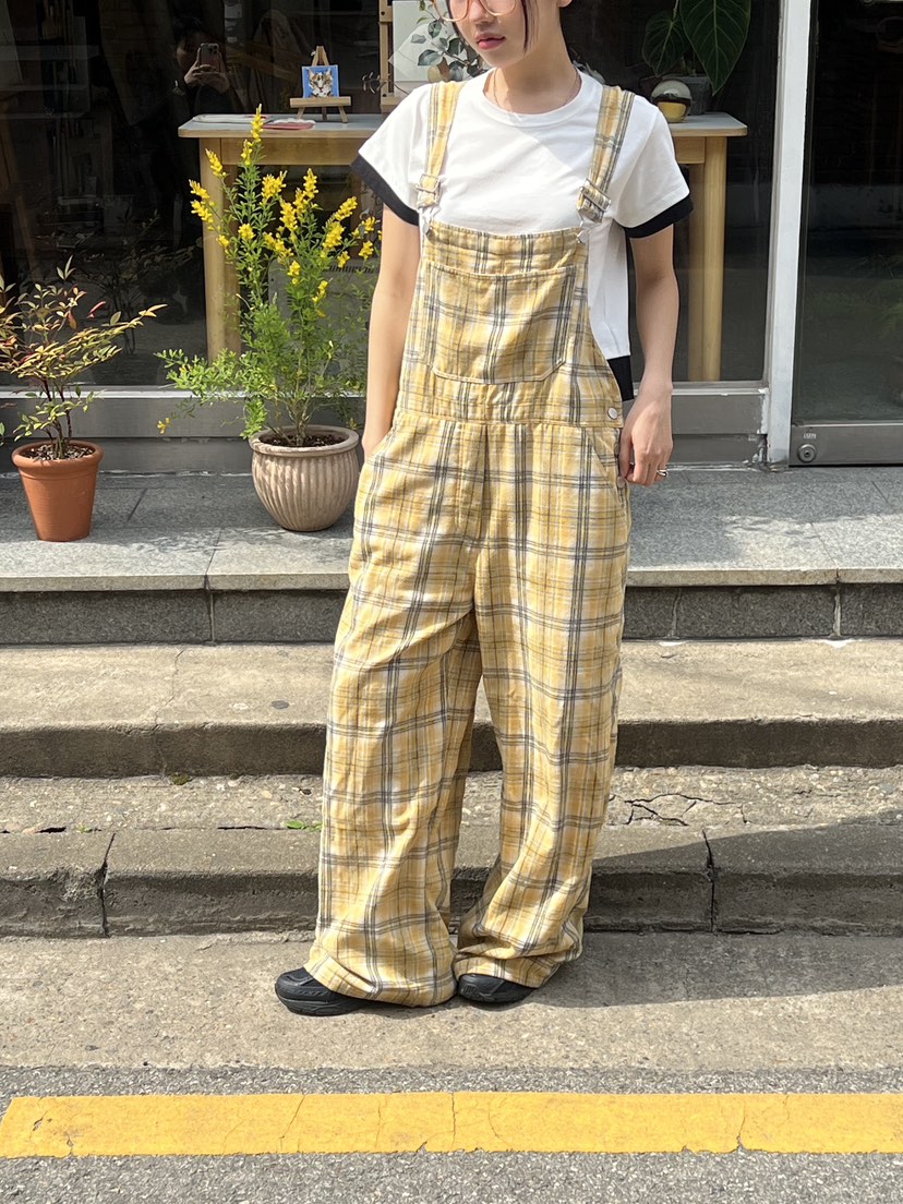 SUNDER MARKET韓國直郵㊣女裝新品熱賣時尚人氣背帶褲格紋SUNDER MARKET背帶褲