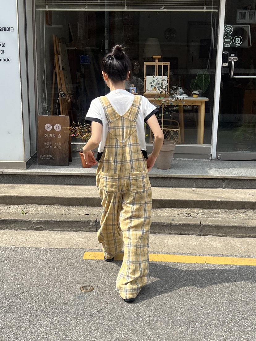 SUNDER MARKET韓國直郵㊣女裝新品熱賣時尚人氣背帶褲格紋SUNDER MARKET背帶褲