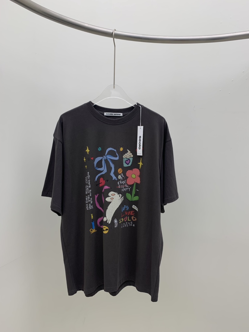 SEOLO直郵韓國代購㊣女裝新品25春夏時尚推薦人氣熱賣休閑T恤Seolo seoulT恤圖色2