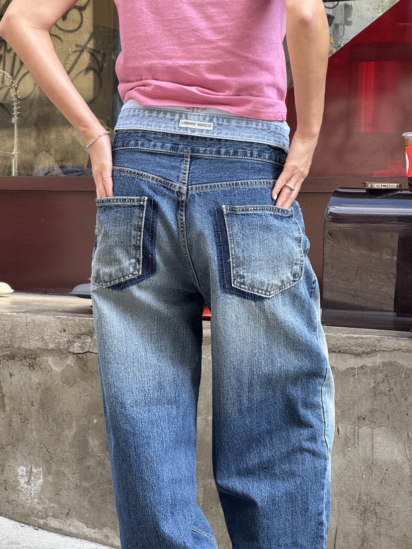 SUNDER MARKET韓國直郵㊣東大門實拍女裝新品25春夏牛仔褲SUNDER MARKET牛仔褲